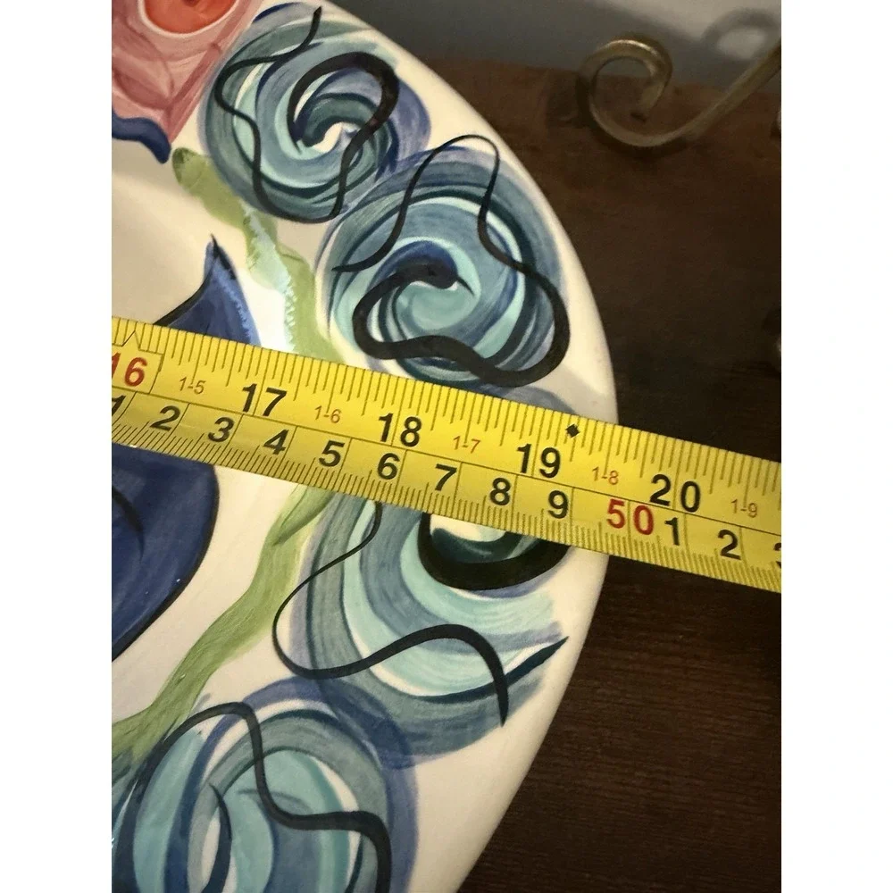 Vicki Carroll Studio Hand Painted Fish Platter 19.5